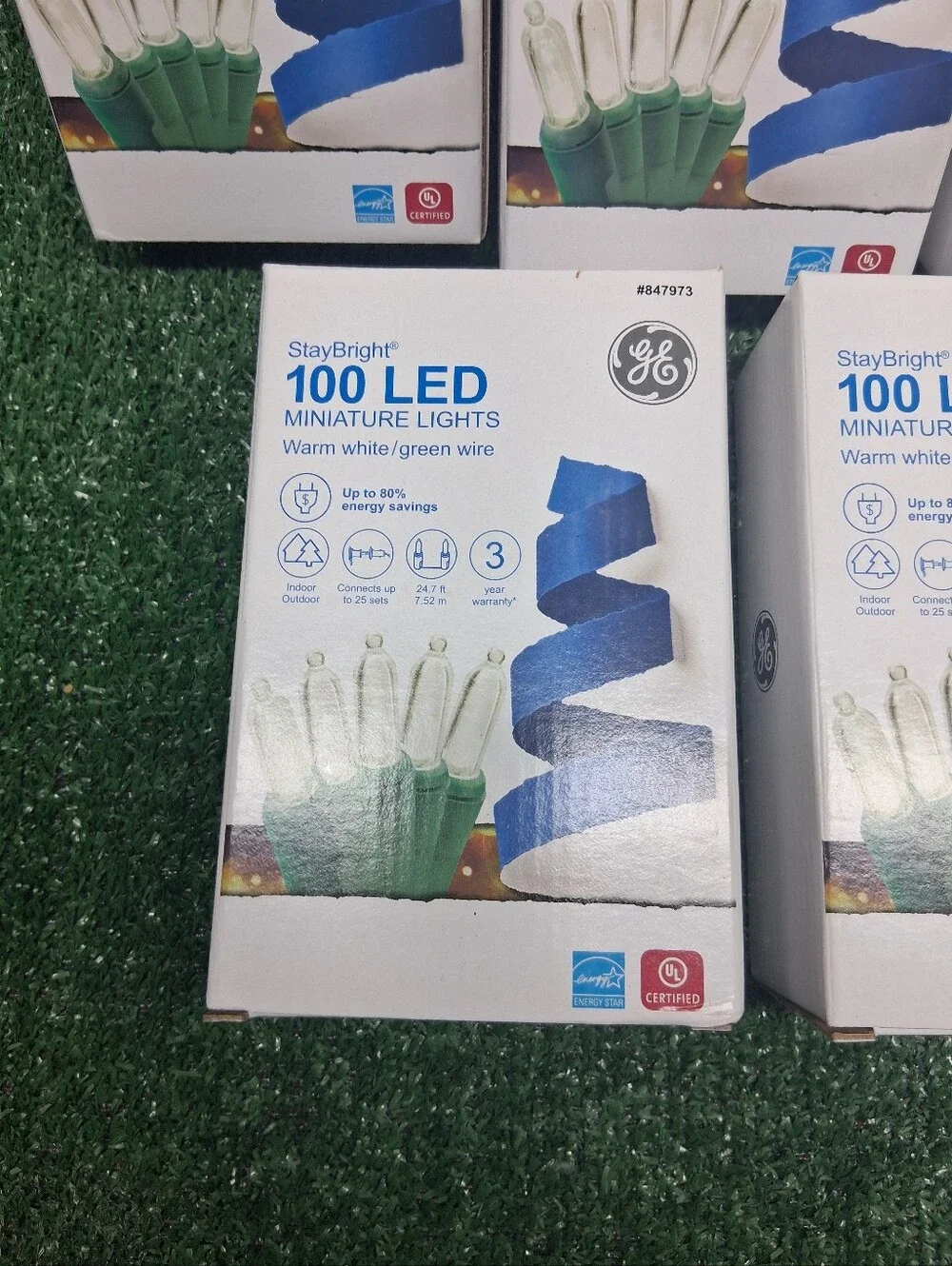 GE StayBright Warm White LED Mini Lights Green Wire Indoor/Outdoor (LOT OF 5)
